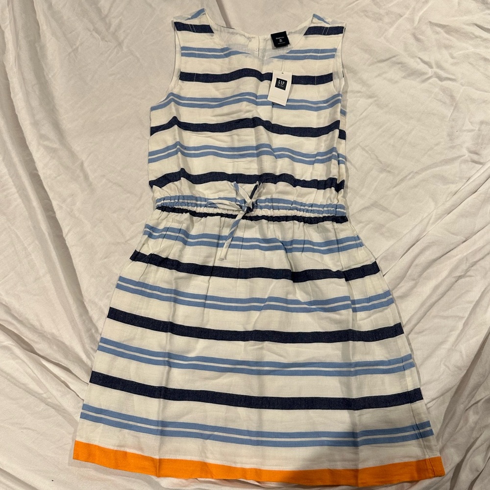 Gap Kids Striped Dress NWT - Blue/White/Orange - M (8)